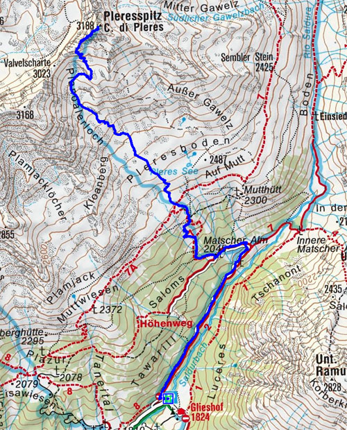 Pleres Spitze (3188 m) vom Glieshof Pleres Spitze (3188 m) vom Glieshof