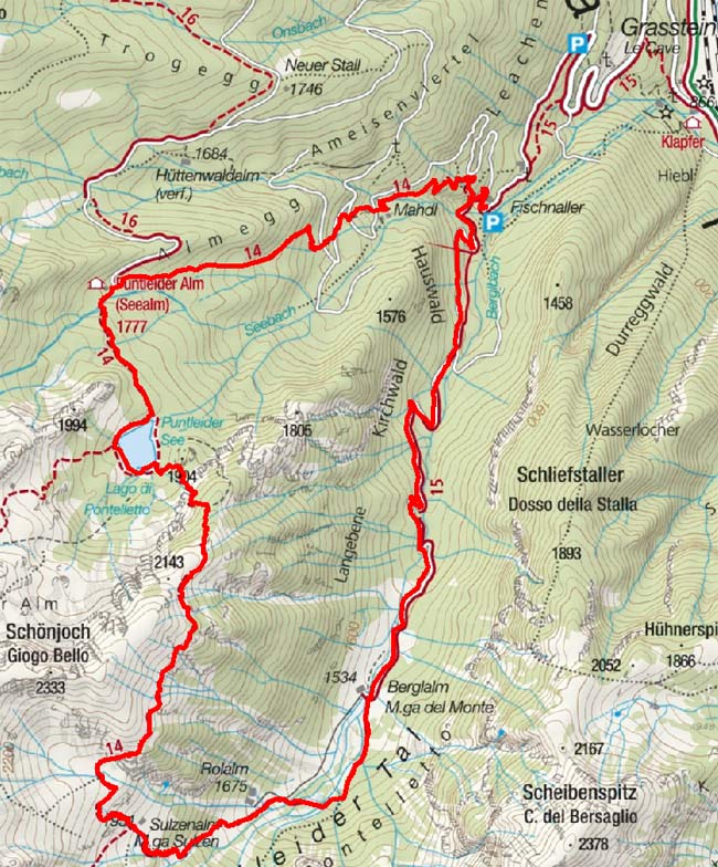 Vom Puntleiderhof über die Berglalm und Sulzenalm zum Puntleider See Vom Puntleiderhof über die Berglalm und Sulzenalm zum Puntleider See