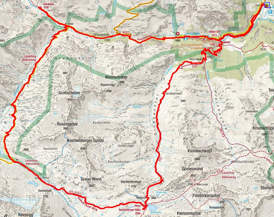 Neue Reichenberger Hütte – Clarahütte Rundwanderung Neue Reichenberger Hütte – Clarahütte Rundwanderung
