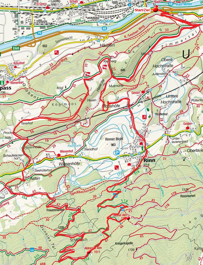 Rinner Alm – Aldranser Alm Runde von Hall Rinner Alm – Aldranser Alm Runde von Hall