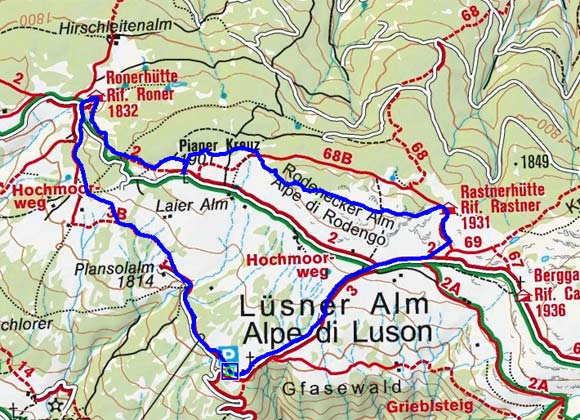 Lüsner Alm - Rodeneckeralm Rundwanderung Lüsner Alm - Rodeneckeralm Rundwanderung