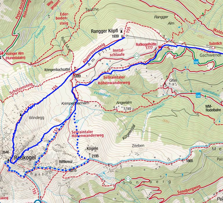 Rosskogel-Überschreitung (2646 m) vom Rangger Köpfl Rosskogel-Überschreitung (2646 m) vom Rangger Köpfl