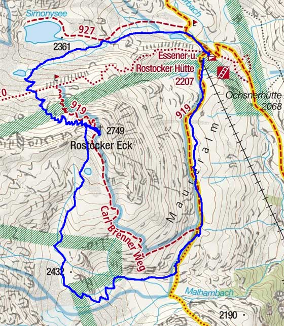 Rostocker-Eck (2749 m) Überschreitung von der Essener-Rostocker-Hütte Rostocker-Eck (2749 m) Überschreitung von der Essener-Rostocker-Hütte