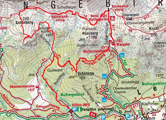 Rotmoosalm - Wangalm - Wettersteinhütte Rundtour Rotmoosalm - Wangalm - Wettersteinhütte Rundtour