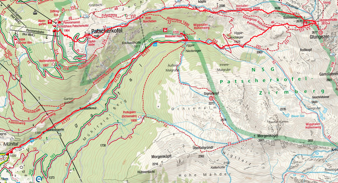Patscherkofel – Glungezer „Route Roman“ mit Abfahrt Viggartal Patscherkofel – Glungezer „Route Roman“ mit Abfahrt Viggartal