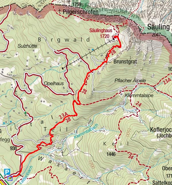Säulinghaus (1720 m) von Pflach Säulinghaus (1720 m) von Pflach