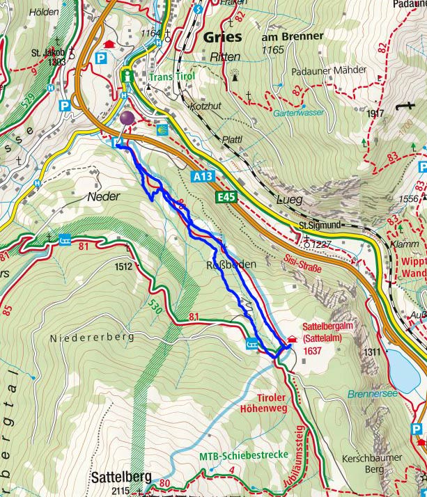 Sattelbergalm über den Wassersteig Sattelbergalm über den Wassersteig
