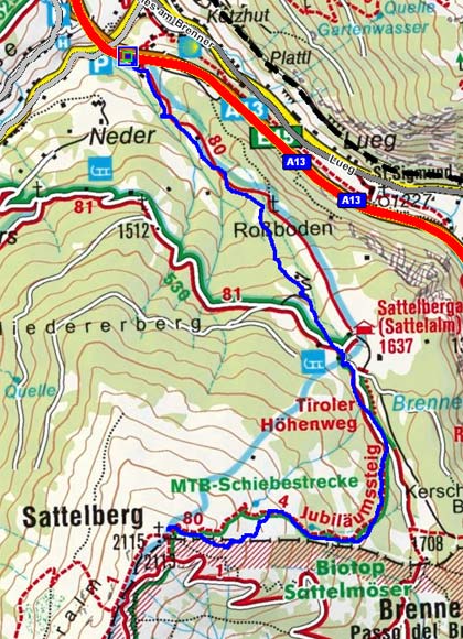 Sattelberg (2115 m) über die Zauberbergroute Sattelberg (2115 m) über die Zauberbergroute