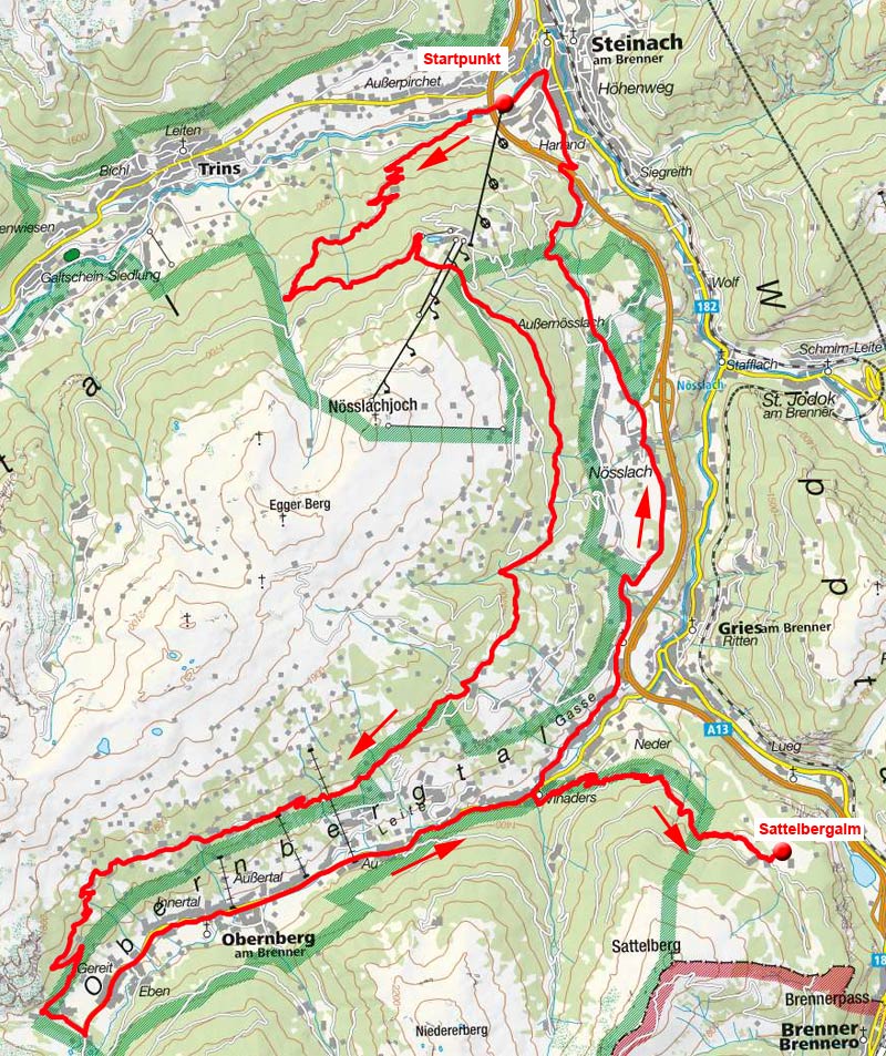 Lärchenwiesenweg – Sattelbergalm Runde von Steinach Lärchenwiesenweg – Sattelbergalm Runde von Steinach