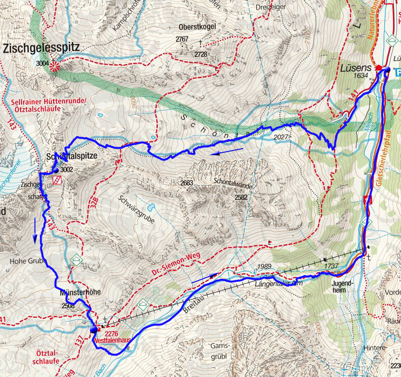 Schöntalspitze-Überschreitung von Lüsens Schöntalspitze-Überschreitung von Lüsens