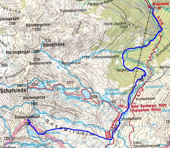 Schwebenkopf (2354 m) über die Bamberger Hütte Schwebenkopf (2354 m) über die Bamberger Hütte