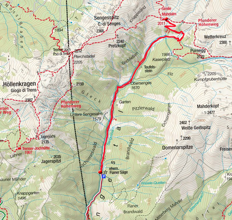 Schutzhütte Simile Mahd-Alm (2011m) aus dem Sengestal Schutzhütte Simile Mahd-Alm (2011m) aus dem Sengestal