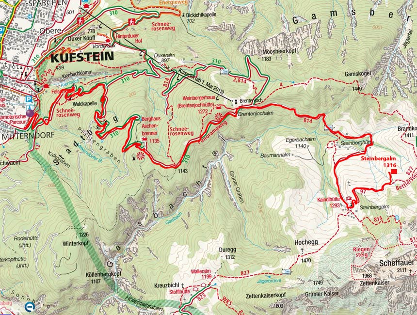 Steinbergalm und Kaindlhütte von Kufstein Steinbergalm und Kaindlhütte von Kufstein