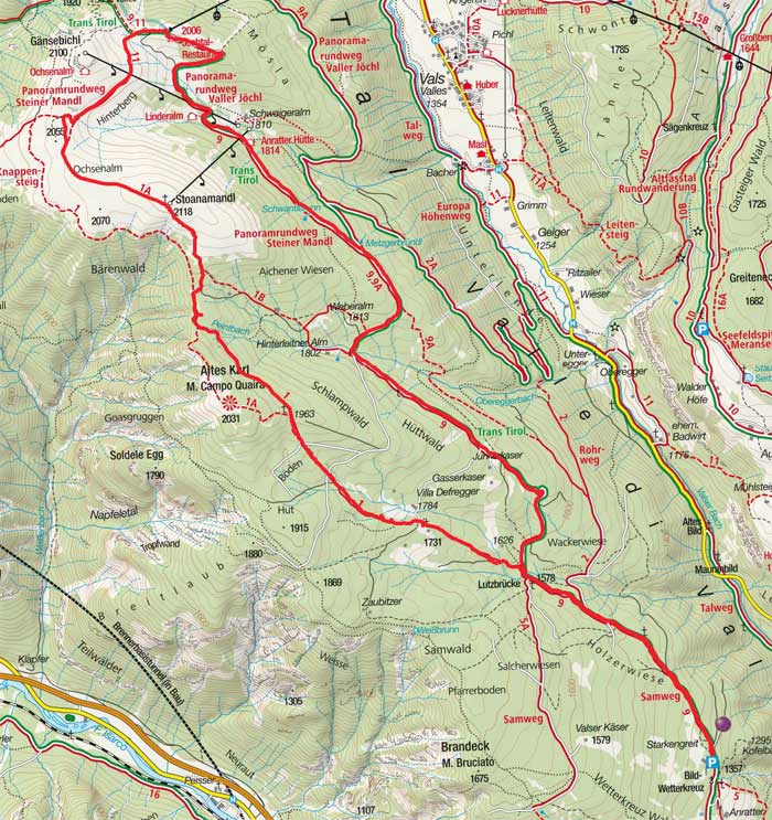 Stoanamandl (2118 m) vom Parkplatz Bild-Wetterkreuz Stoanamandl (2118 m) vom Parkplatz Bild-Wetterkreuz