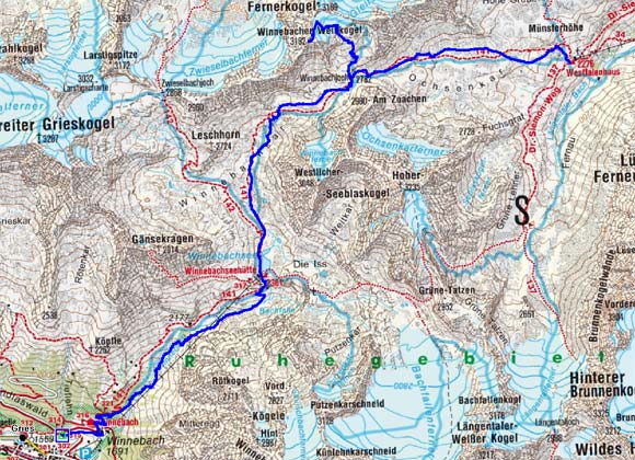 1.Tag: Gries-Winnebachseehütte-Winnebacher Weißkogel-Westfalenhaus 1.Tag: Gries-Winnebachseehütte-Winnebacher Weißkogel-Westfalenhaus
