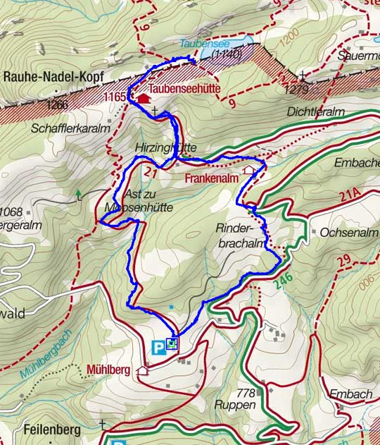 Taubensee (1140m) vom Mühlberg in Kössen Taubensee (1140m) vom Mühlberg in Kössen