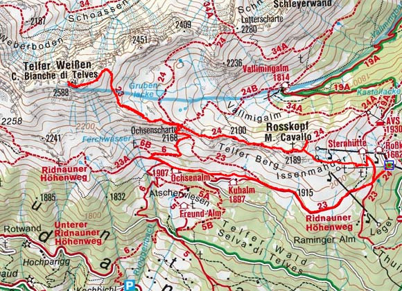 Telfer Weissen (2588 m) von der Rosskopfbahn Telfer Weissen (2588 m) von der Rosskopfbahn