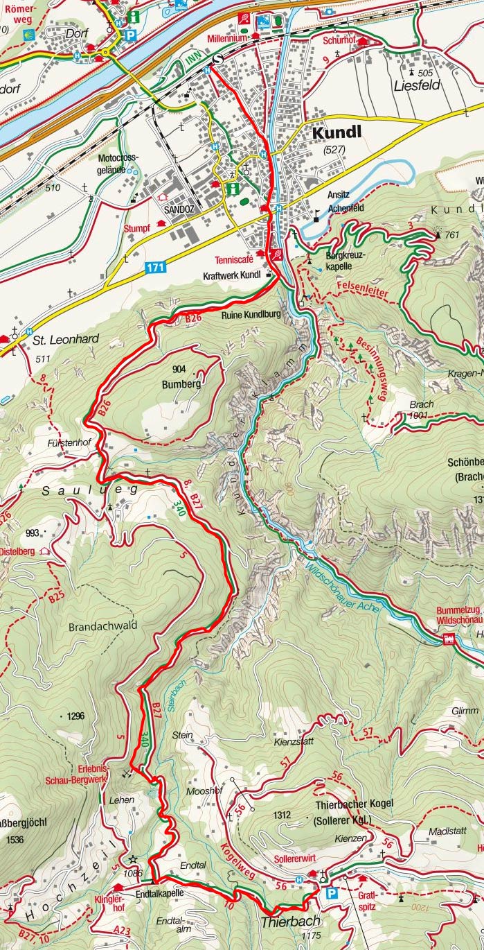 Von Kundl über Saulueg nach Thierbach Von Kundl über Saulueg nach Thierbach