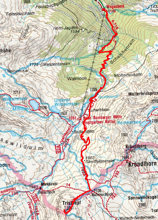 Tristkopf (2361 m) vom Gasthof Wegscheid Tristkopf (2361 m) vom Gasthof Wegscheid