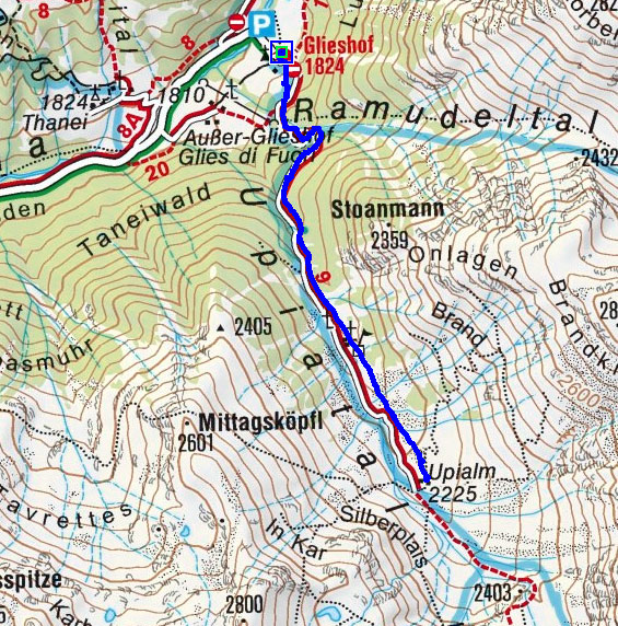 Upi Alm (2225 m) vom Glieshof Upi Alm (2225 m) vom Glieshof