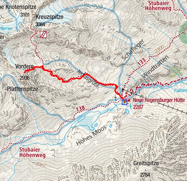 Vordere Plattenspitze (2936 m) von der Neuen Regensburger Hütte Vordere Plattenspitze (2936 m) von der Neuen Regensburger Hütte