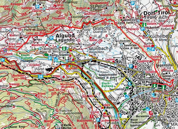 Algunder Waalweg mit Tappeinerweg von Töll Algunder Waalweg mit Tappeinerweg von Töll
