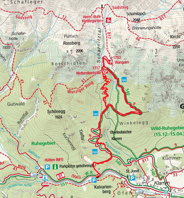 Wangalm (1751m) vom Parkplatz Stupfer Wangalm (1751m) vom Parkplatz Stupfer