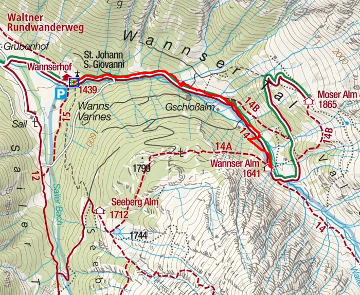 Wannser Alm (1641 m) vom Wannserhof in Walten Wannser Alm (1641 m) vom Wannserhof in Walten