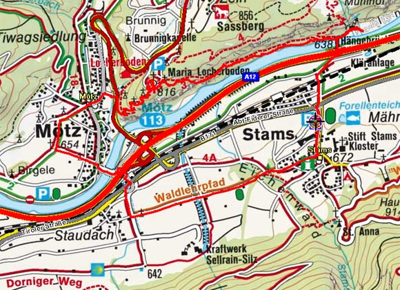Stams - Mötz - Locherboden (Weg der Sinne) Stams - Mötz - Locherboden (Weg der Sinne)