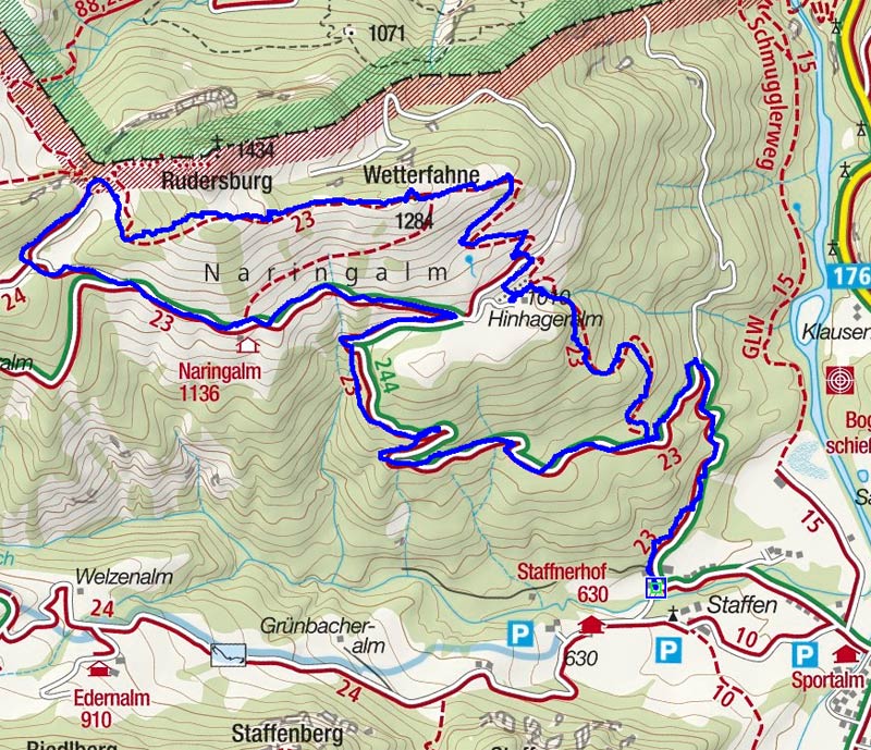 Wetterfahne (1284 m) von Kössen im Kaiserwinkl Wetterfahne (1284 m) von Kössen im Kaiserwinkl