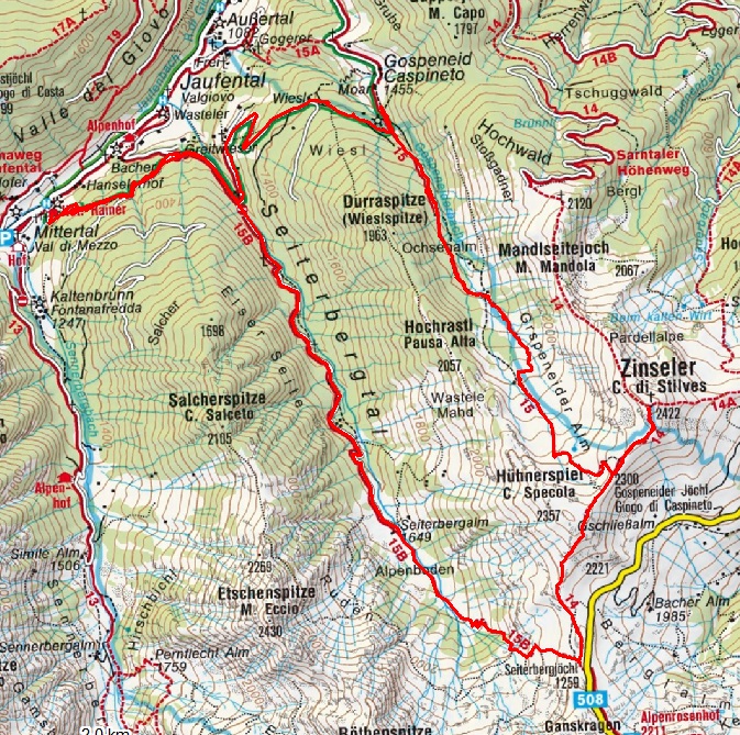 Zinseler (2422m) aus dem Jaufental Zinseler (2422m) aus dem Jaufental