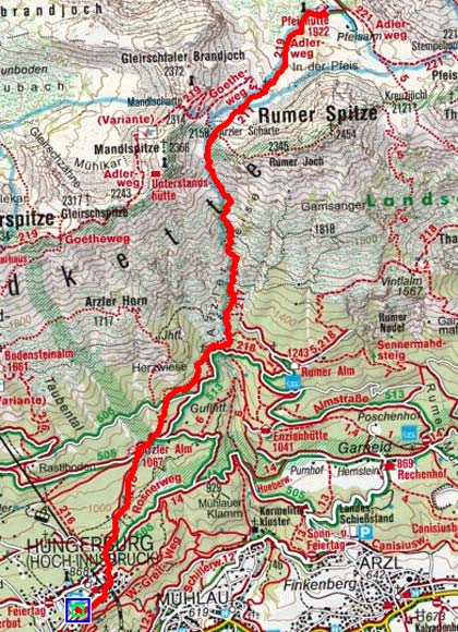 Pfeishütte (1922 m) über die Arzler Scharte Pfeishütte (1922 m) über die Arzler Scharte