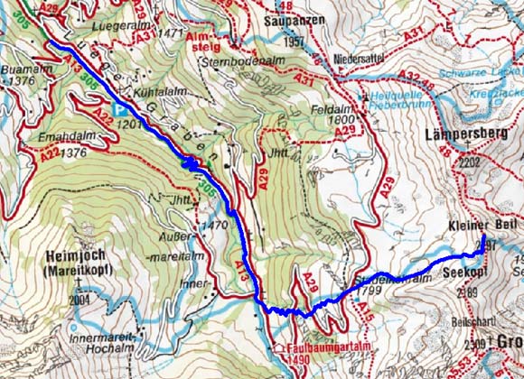 Kleiner Beil (2197 m) von Inneralpbach Kleiner Beil (2197 m) von Inneralpbach