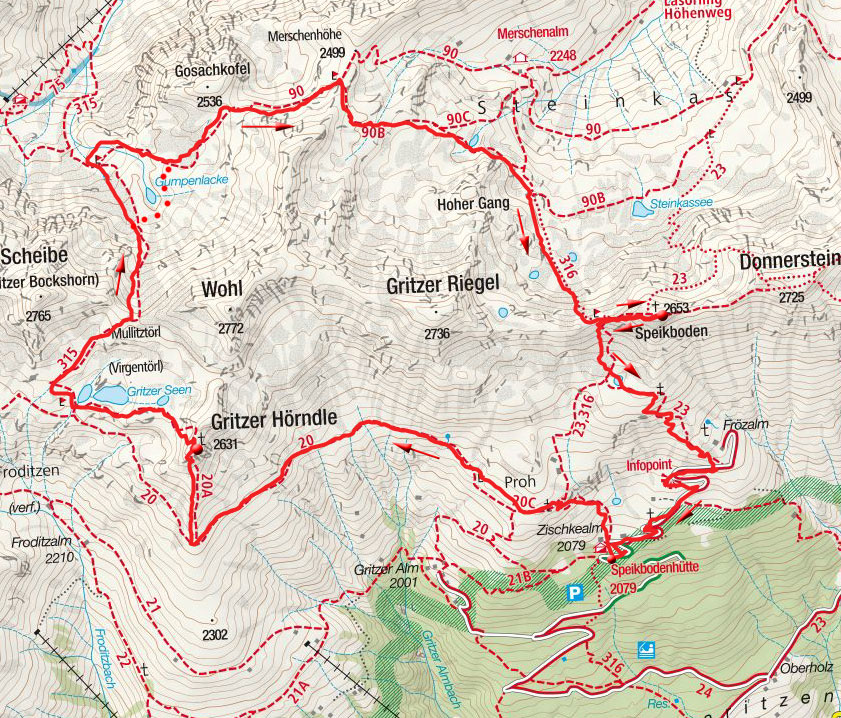 2-Gipfel-Rundtour Gritzer Hörndl-Merschenhöhe-Speikboden 2-Gipfel-Rundtour Gritzer Hörndl-Merschenhöhe-Speikboden