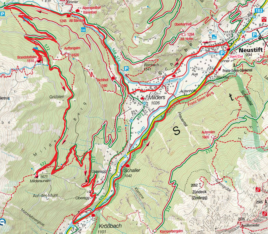 Brandstattalm – Milderaunalm Runde von Neustift Brandstattalm – Milderaunalm Runde von Neustift
