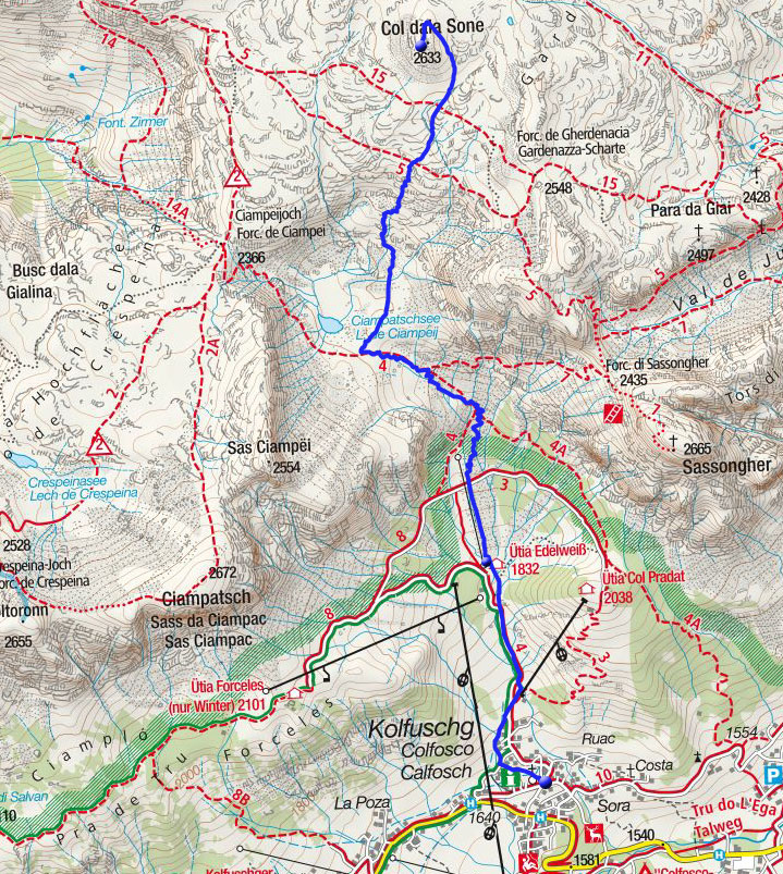 Col dala Sone (2633m) von Kolfuschg Col dala Sone (2633m) von Kolfuschg