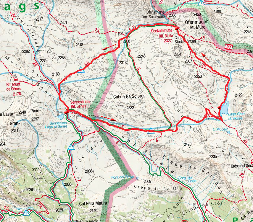 Fosses See Rundwanderung von der Senneshütte Fosses See Rundwanderung von der Senneshütte