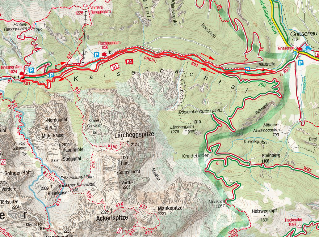 Griesner Alm durch das Kaiserbachtal Griesner Alm durch das Kaiserbachtal