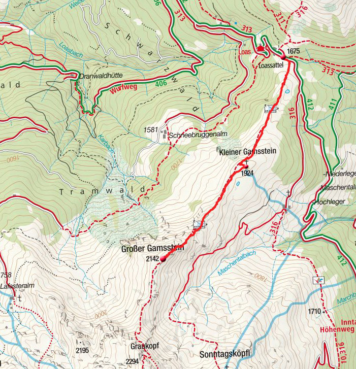 Großer Gamsstein (2142m) vom Loassattel Großer Gamsstein (2142m) vom Loassattel