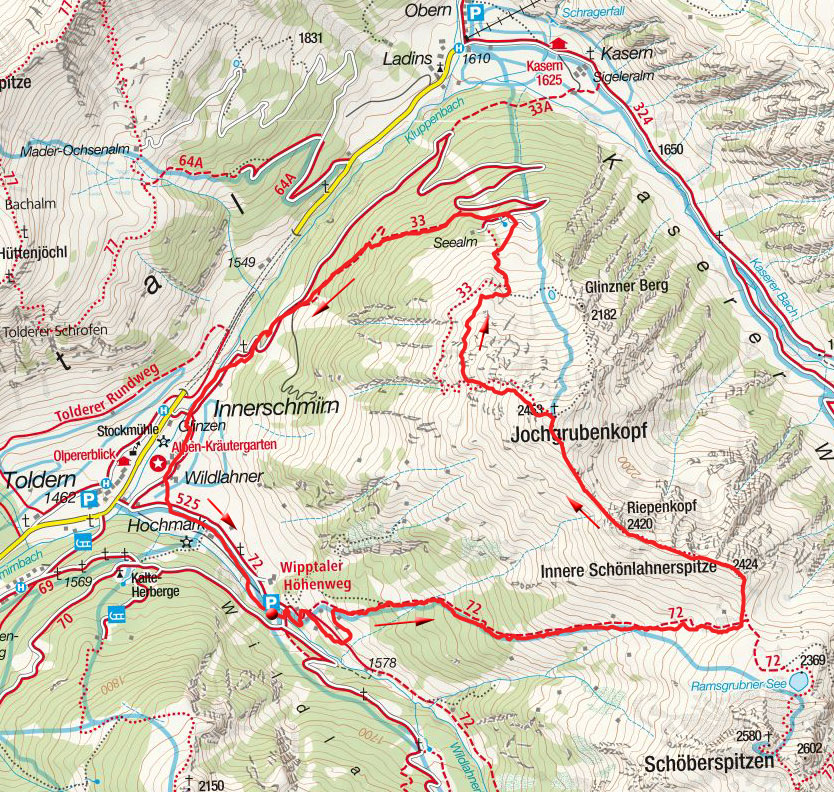 Innere Schönlahnerspitze – Jochgrubenkopf Rundtour von Innerschmirn Innere Schönlahnerspitze – Jochgrubenkopf Rundtour von Innerschmirn