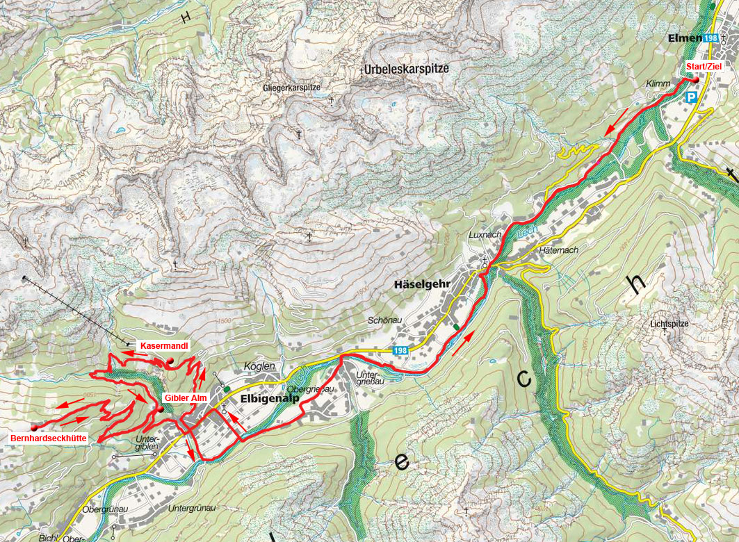 Kasermandl - Bernhardseck Runde von Elmen Kasermandl - Bernhardseck Runde von Elmen