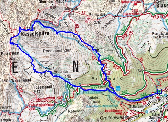 Kesselspitze (2728 m) durch das Loosloch Kesselspitze (2728 m) durch das Loosloch