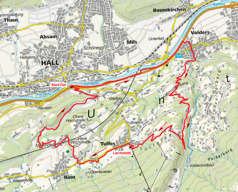 Kleinvolderberg - Windegg Rundfahrt von Hall Kleinvolderberg - Windegg Rundfahrt von Hall