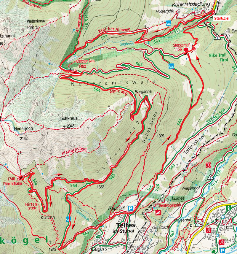 Kreitheralm - Pfarrachalm - Stockerhofrunde Kreitheralm - Pfarrachalm - Stockerhofrunde