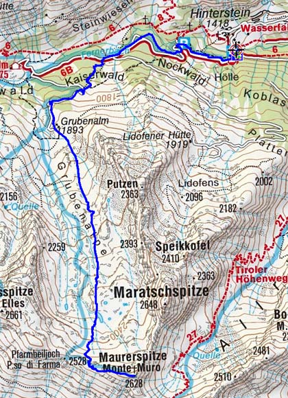 Maurerspitze (2628 m) vom Weiler Stein Maurerspitze (2628 m) vom Weiler Stein