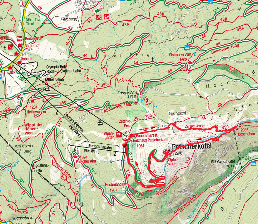 Patscherkofel (2248m) über den Ostrücken Patscherkofel (2248m) über den Ostrücken
