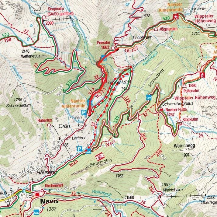 Peeralm vom Parkplatz Grün Peeralm vom Parkplatz Grün