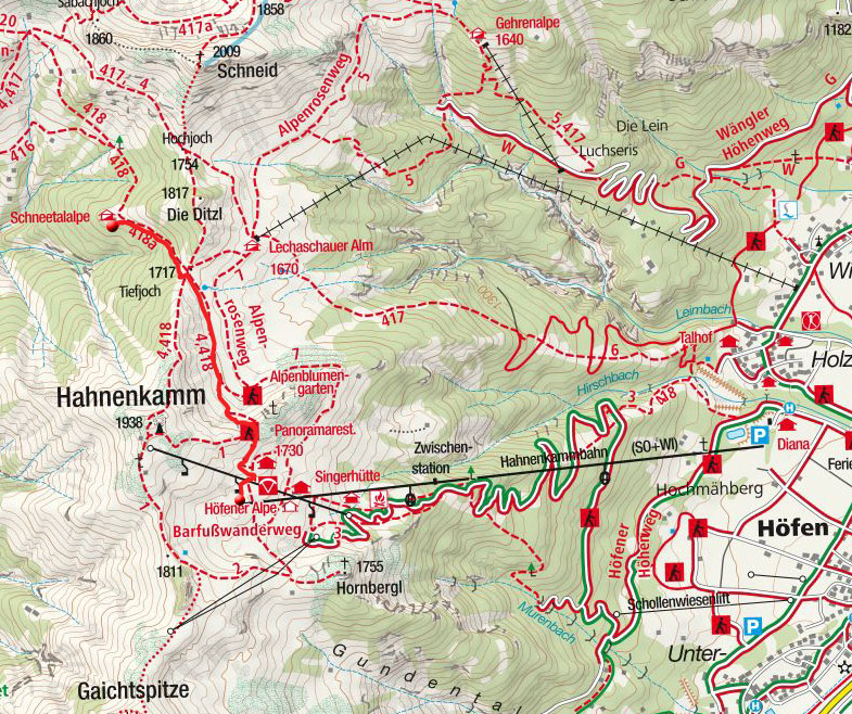 Schneetal Alm von der Hahnenkammbahn Höfen Schneetal Alm von der Hahnenkammbahn Höfen