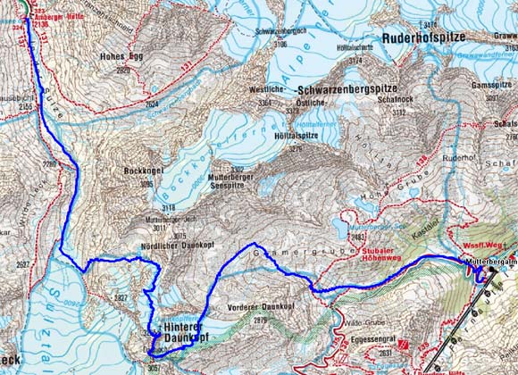 1.Tag: Mutterbergalm-Hinterer Daunkopf-Amberger Hütte 1.Tag: Mutterbergalm-Hinterer Daunkopf-Amberger Hütte