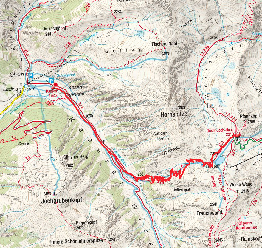Tuxer Joch & Tuxerjochhaus von Kasern Tuxer Joch & Tuxerjochhaus von Kasern